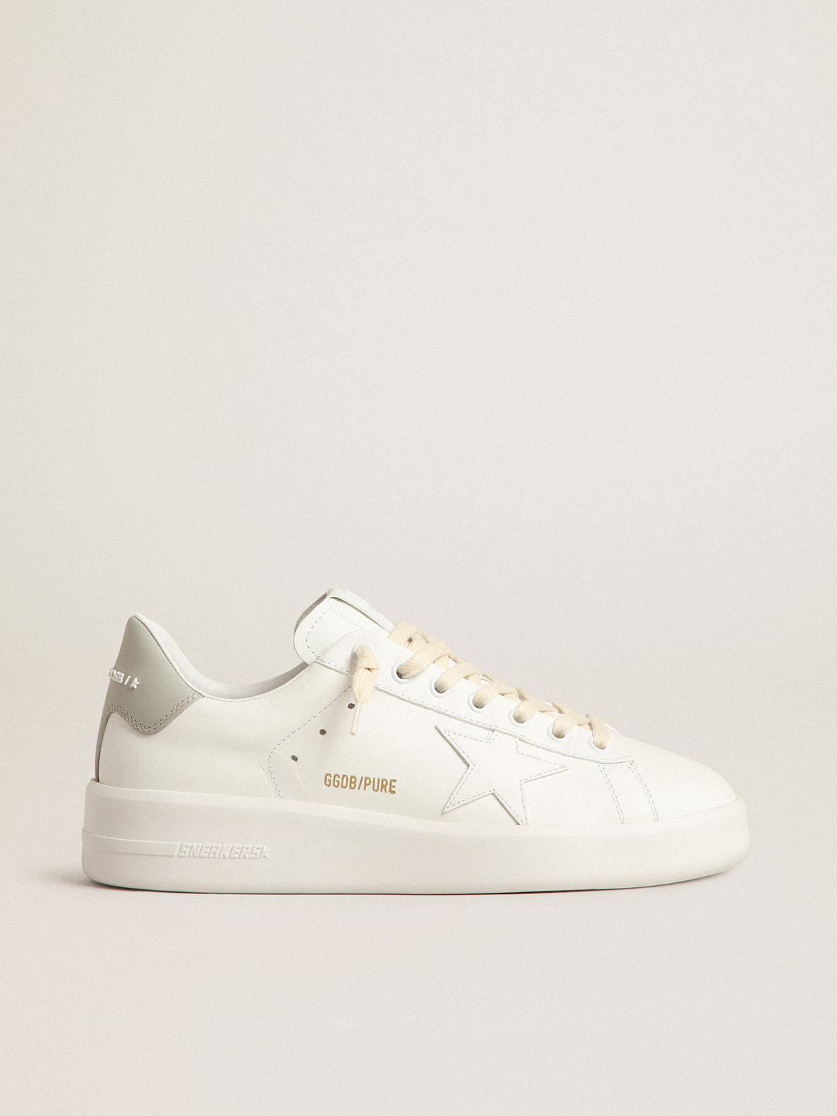Purestar with white star and gray leather heel tab| Golden Goose