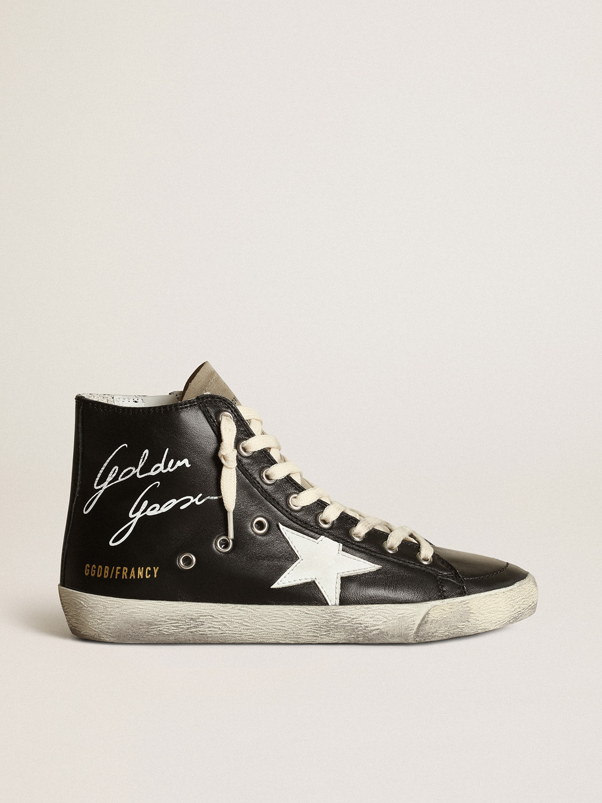 Women's Francy in black nappa with white leather star| Golden Goose