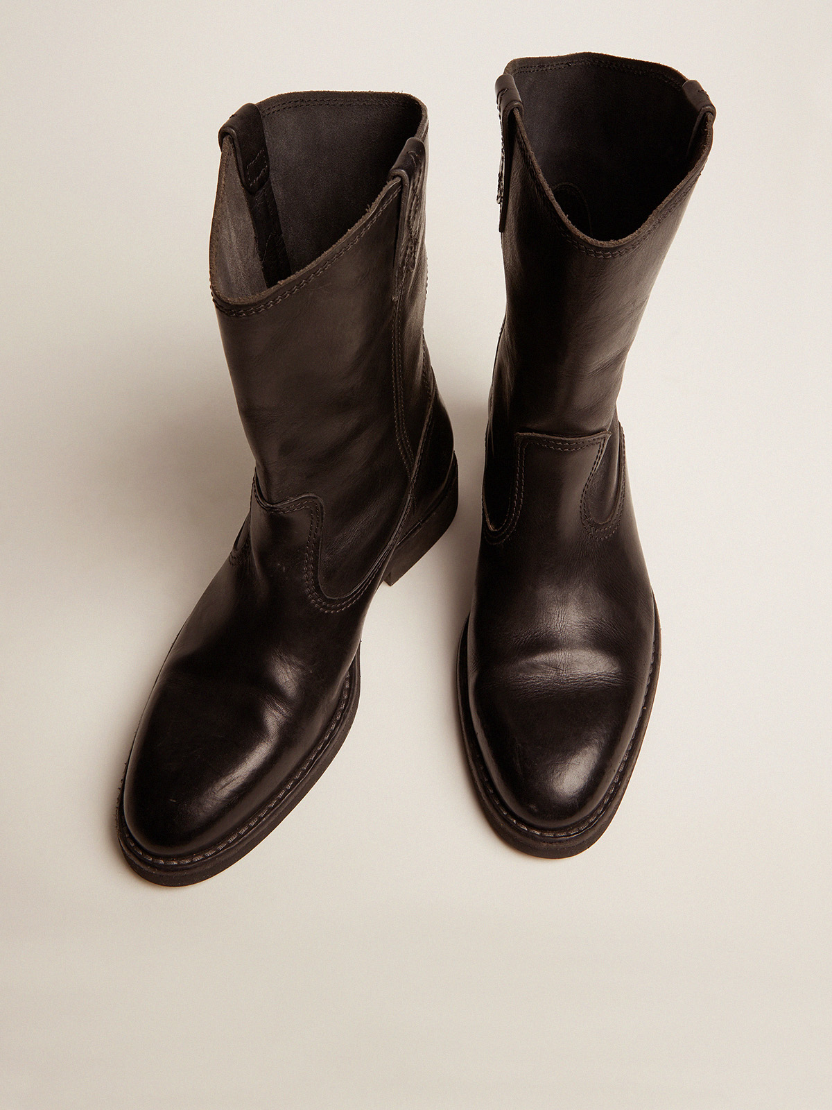 Biker boots in black leather| Golden Goose
