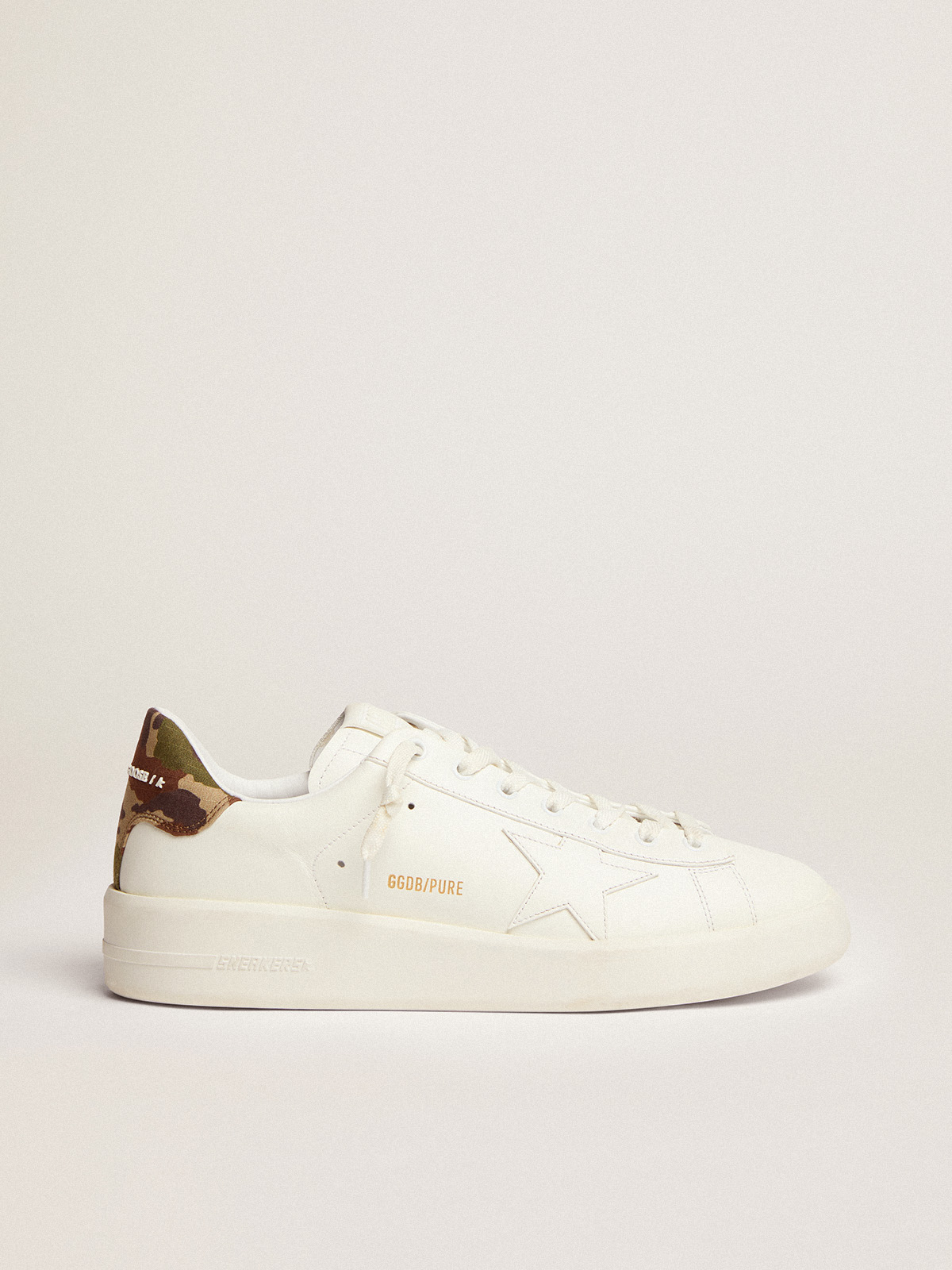 Men's Purestar in white leather with tone-on-tone star| Golden Goose