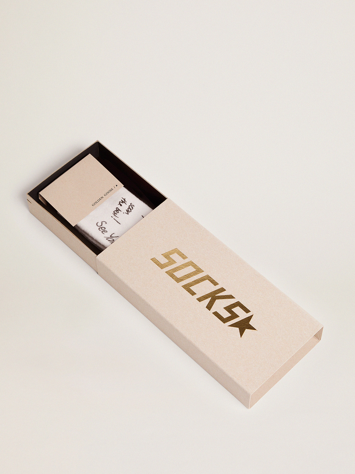 Optical white socks with black lettering| Golden Goose