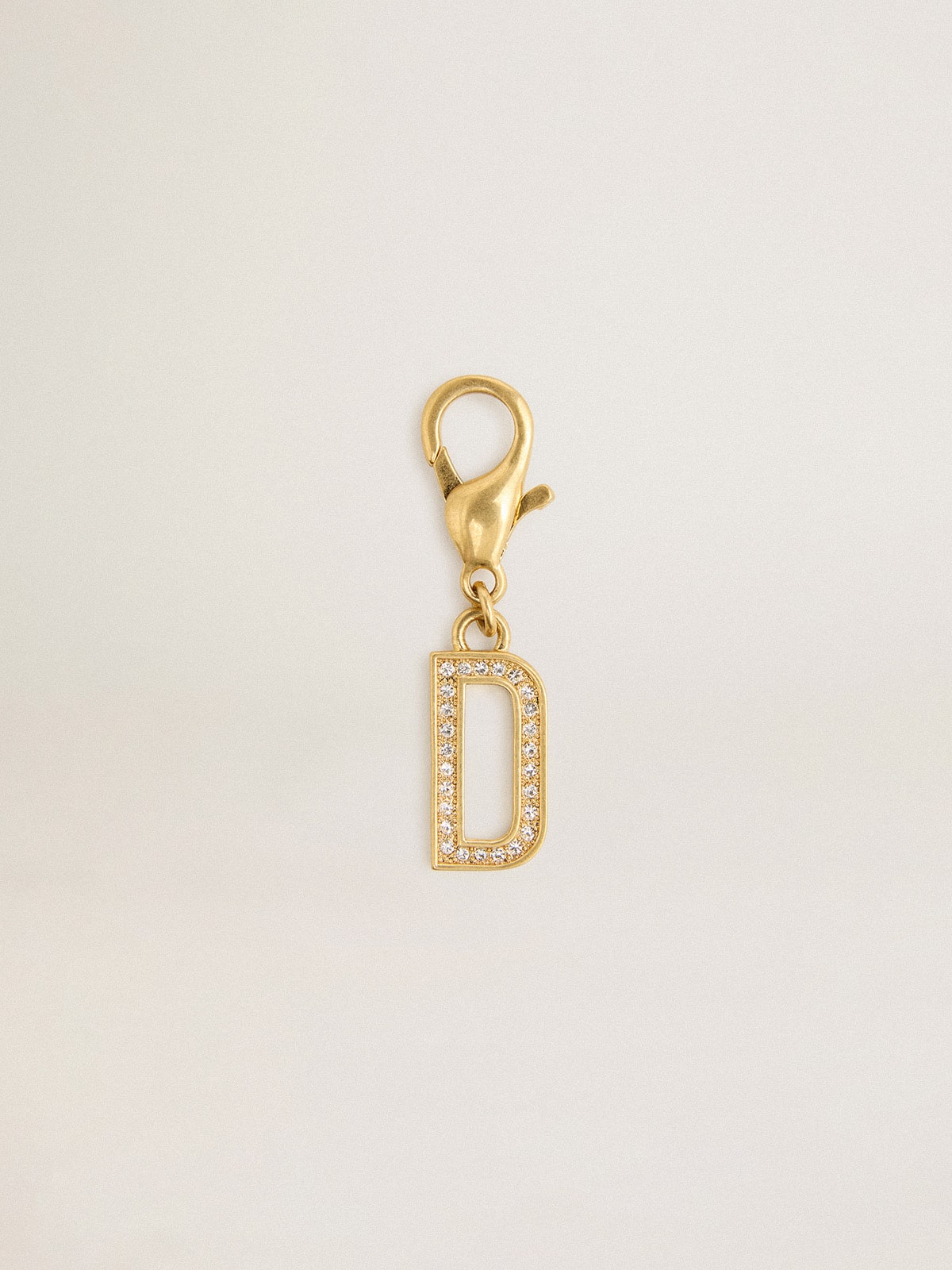 Letter D charm in gold-colored brass with crystals| Golden Goose
