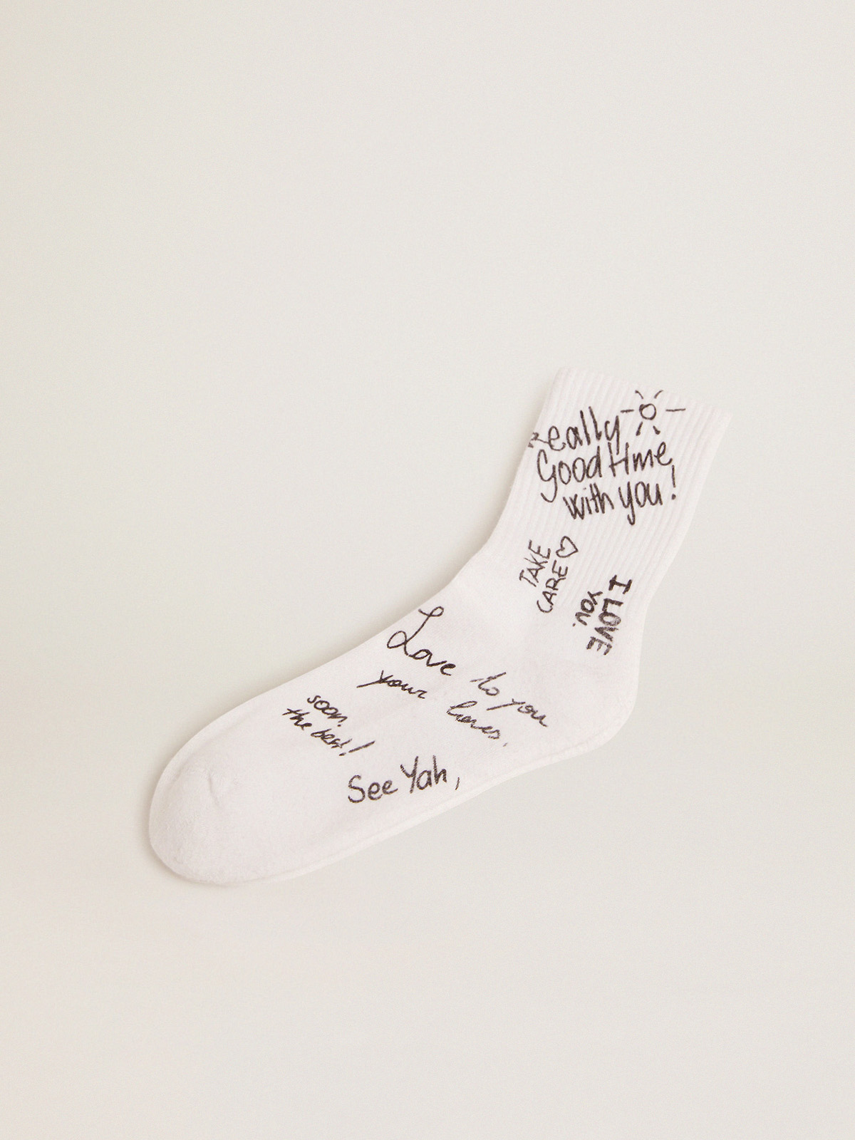 Optical white socks with black lettering| Golden Goose