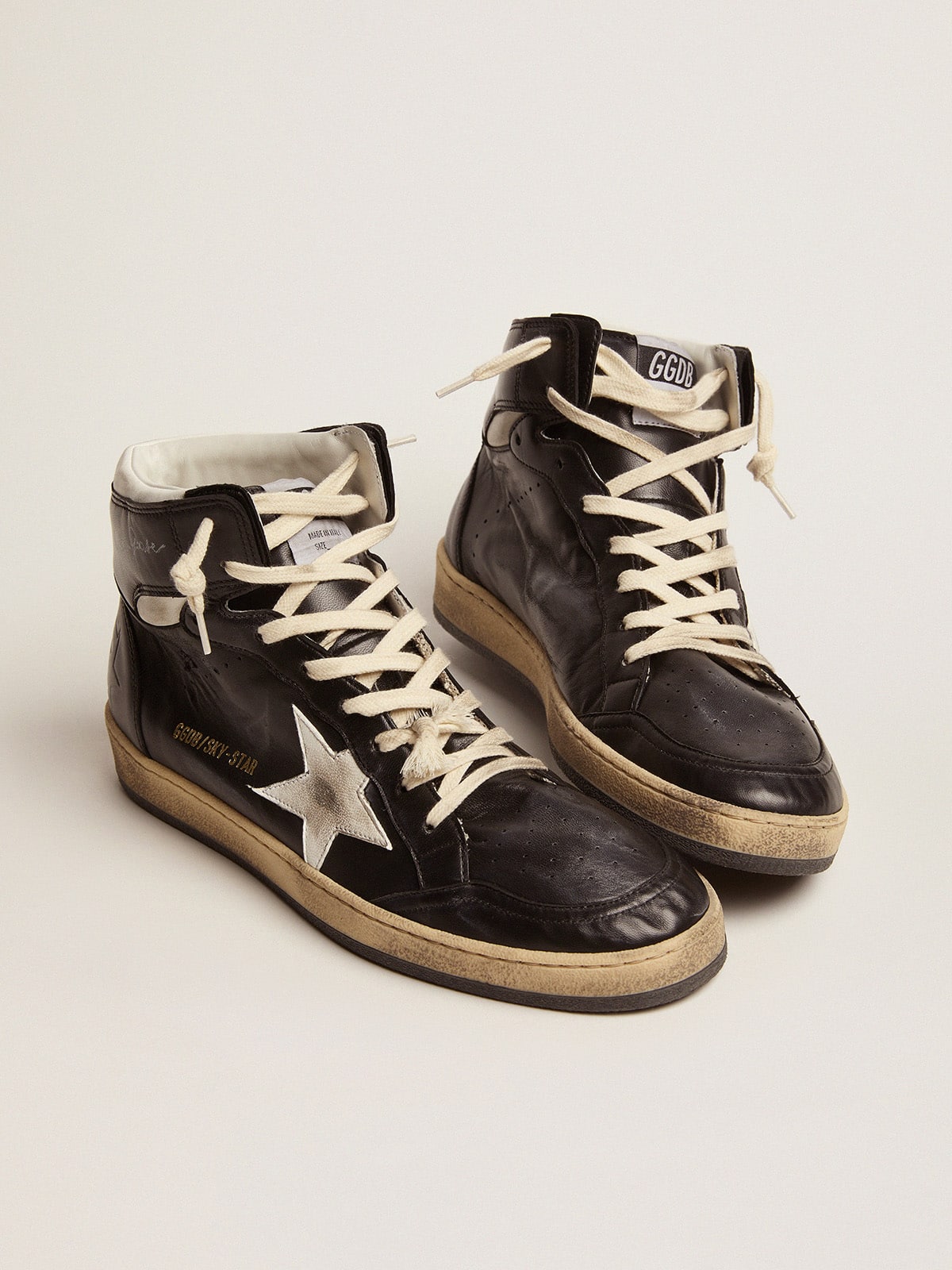 Men's Sky-Star in black nappa with white star| Golden Goose