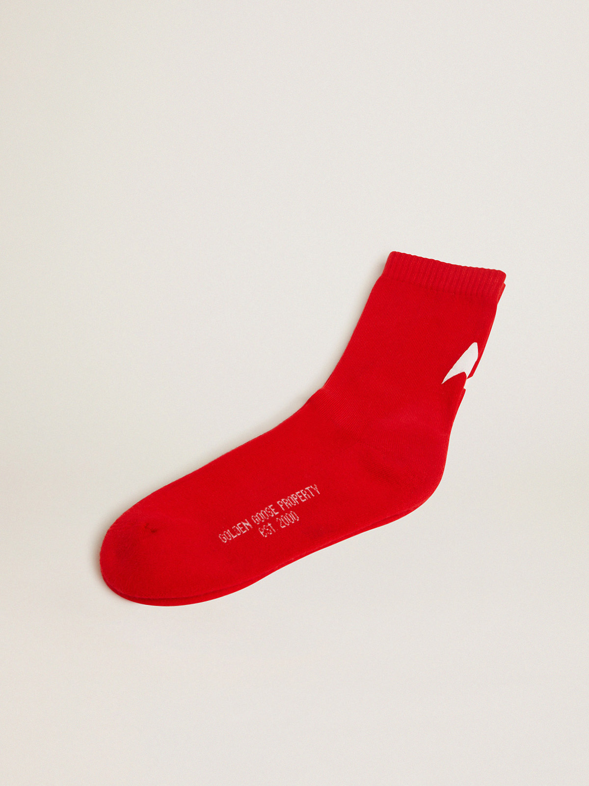 Red cotton socks with white Golden Goose star| Golden Goose