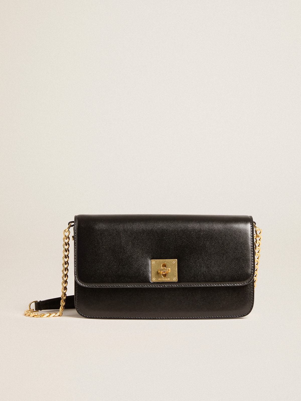 Gioia Bag in black boarded leather with gold details| Golden Goose