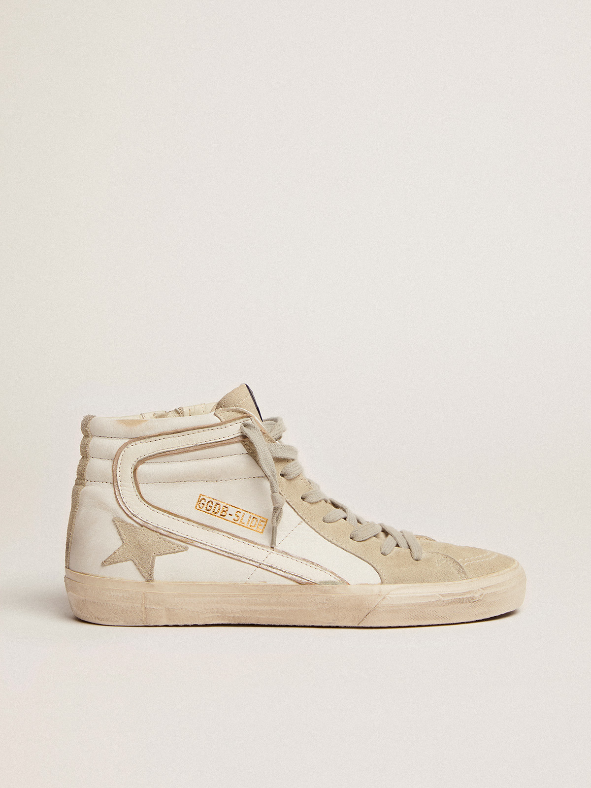 Men's Slide in leather with suede details| Golden Goose