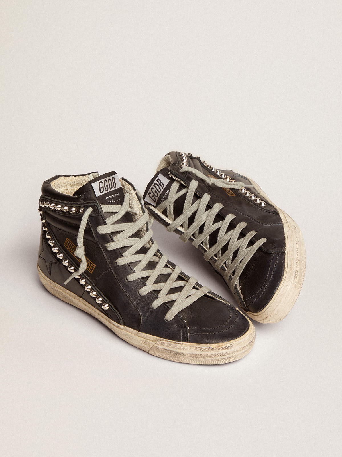 Women's Slide high-top sneakers with studs| Golden Goose