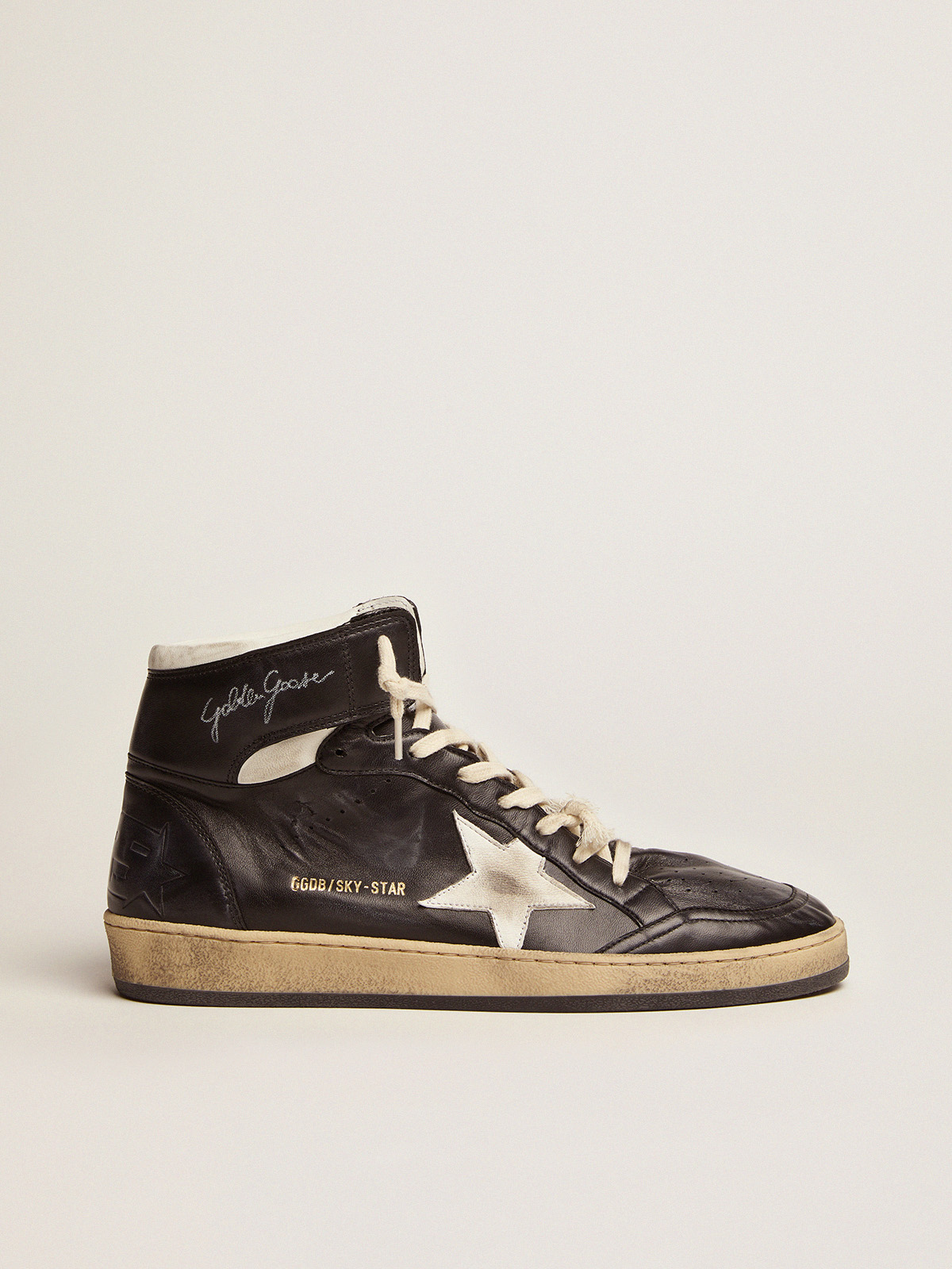 Men's Sky-Star in black nappa with white star| Golden Goose