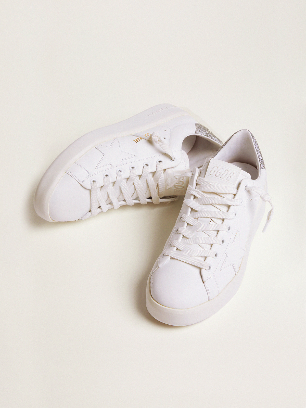 Purestar sneakers with glittery silver heel tab| Golden Goose