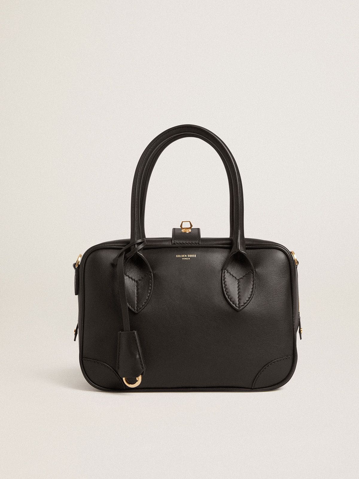 Vita Bag in smooth black leather with gold details| Golden Goose