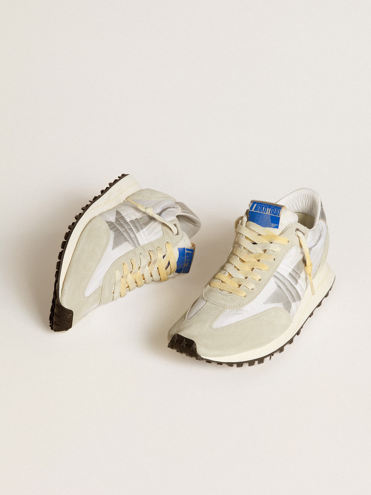 Men's Marathon with white nylon upper and silver star| Golden Goose