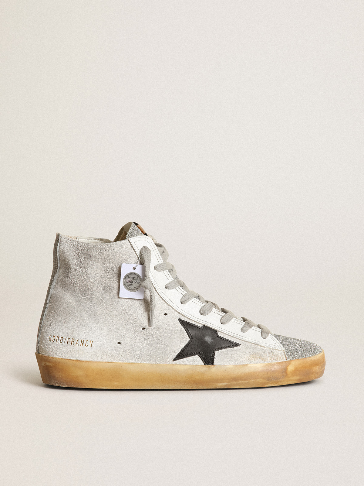Women's Francy in white suede with black leather star| Golden Goose