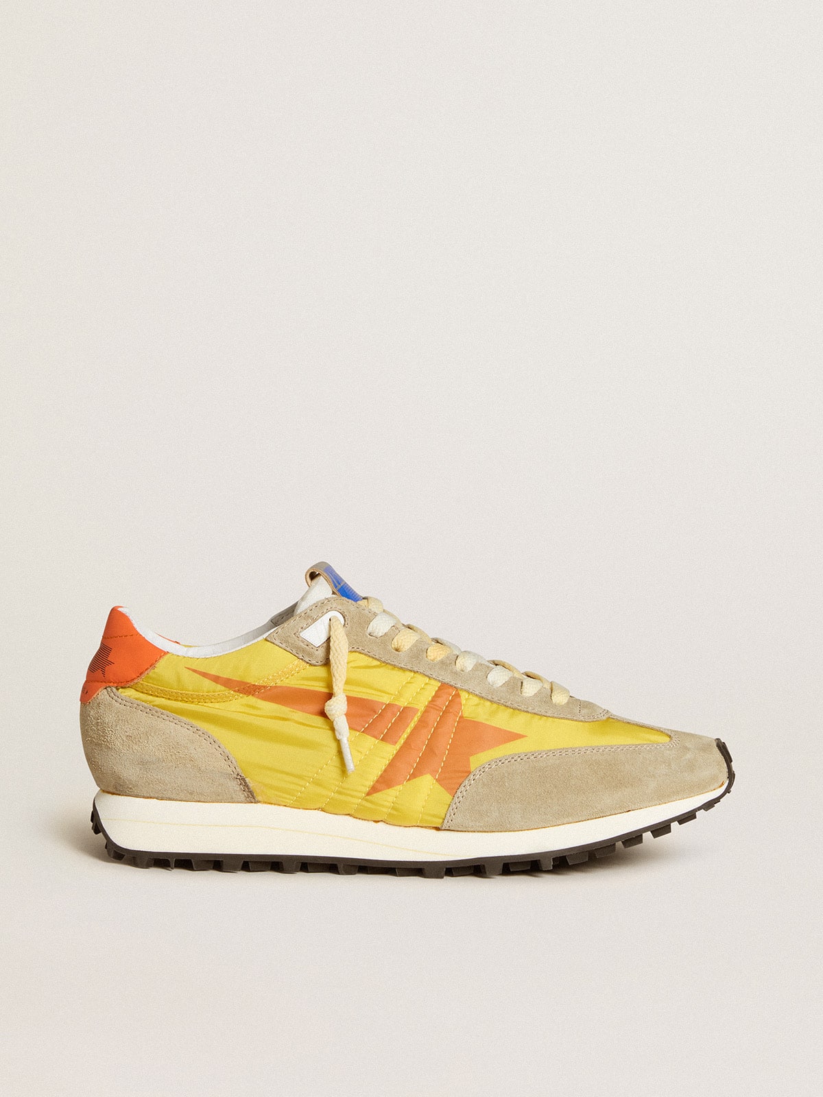 Men's Marathon with yellow nylon upper and orange star| Golden Goose