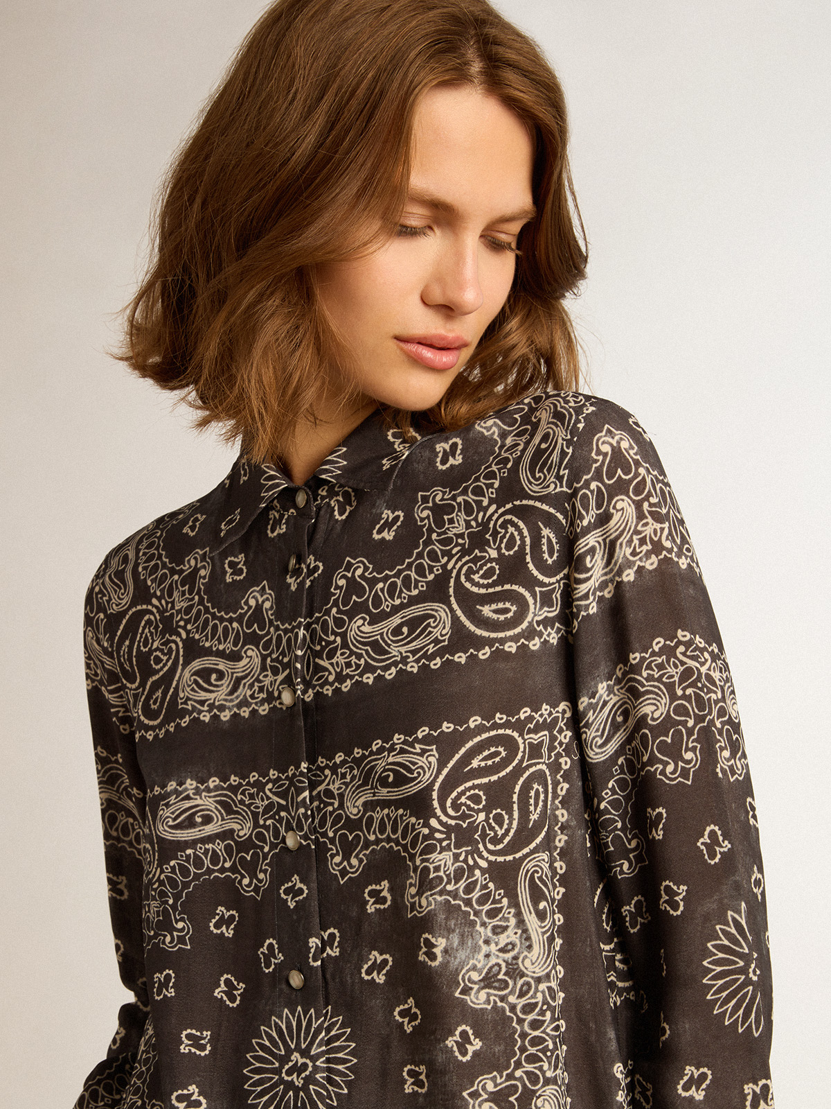 Pajama shirt in anthracite gray with paisley print| Golden Goose
