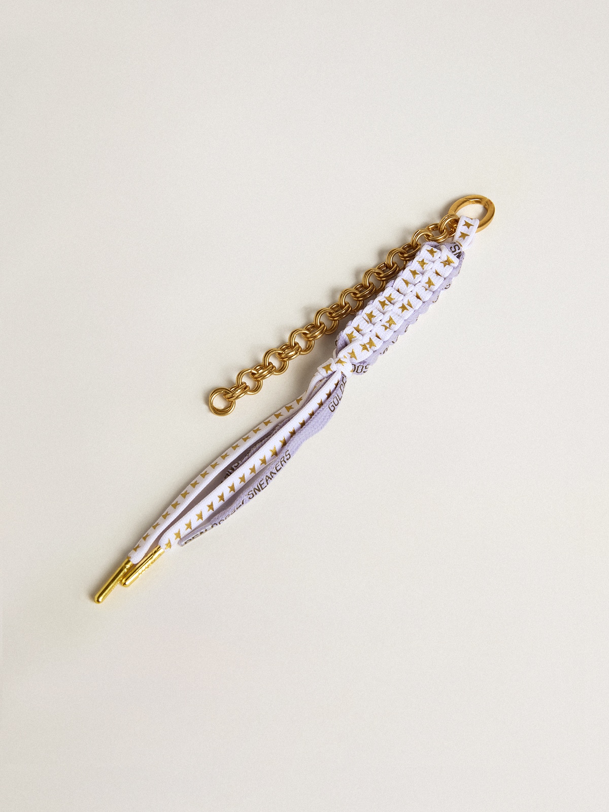 Charm with white knotted laces and gold stars| Golden Goose