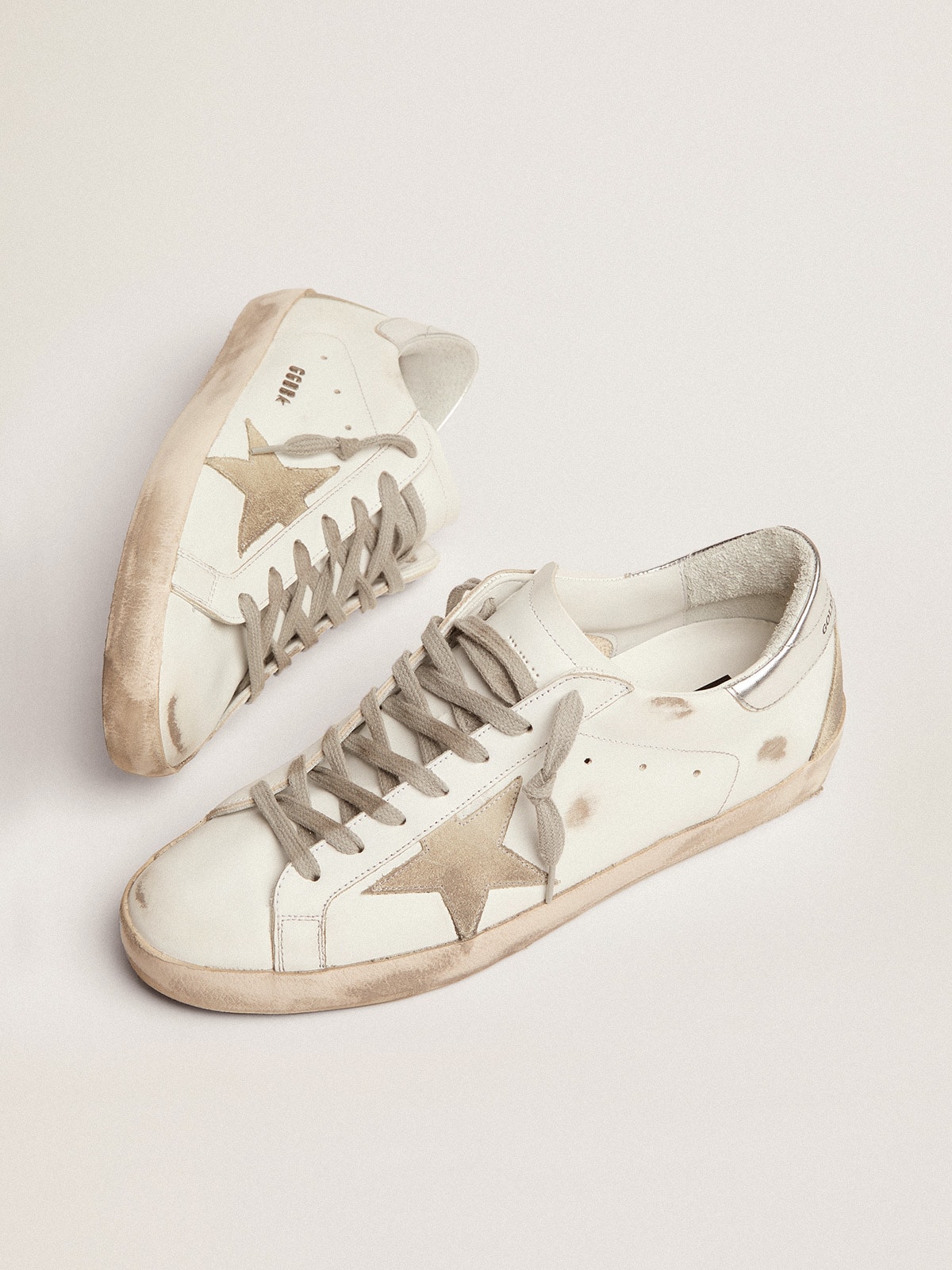 Men's Super-Star with silver heel tab and lettering| Golden Goose
