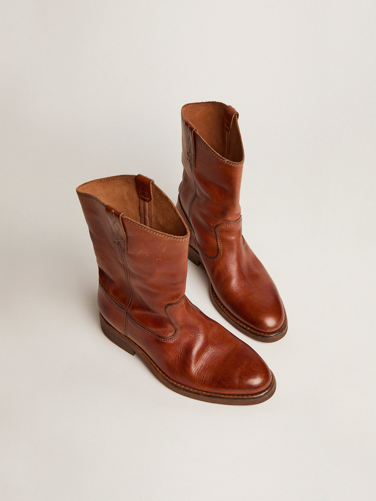 Biker boots in tan-colored leather| Golden Goose