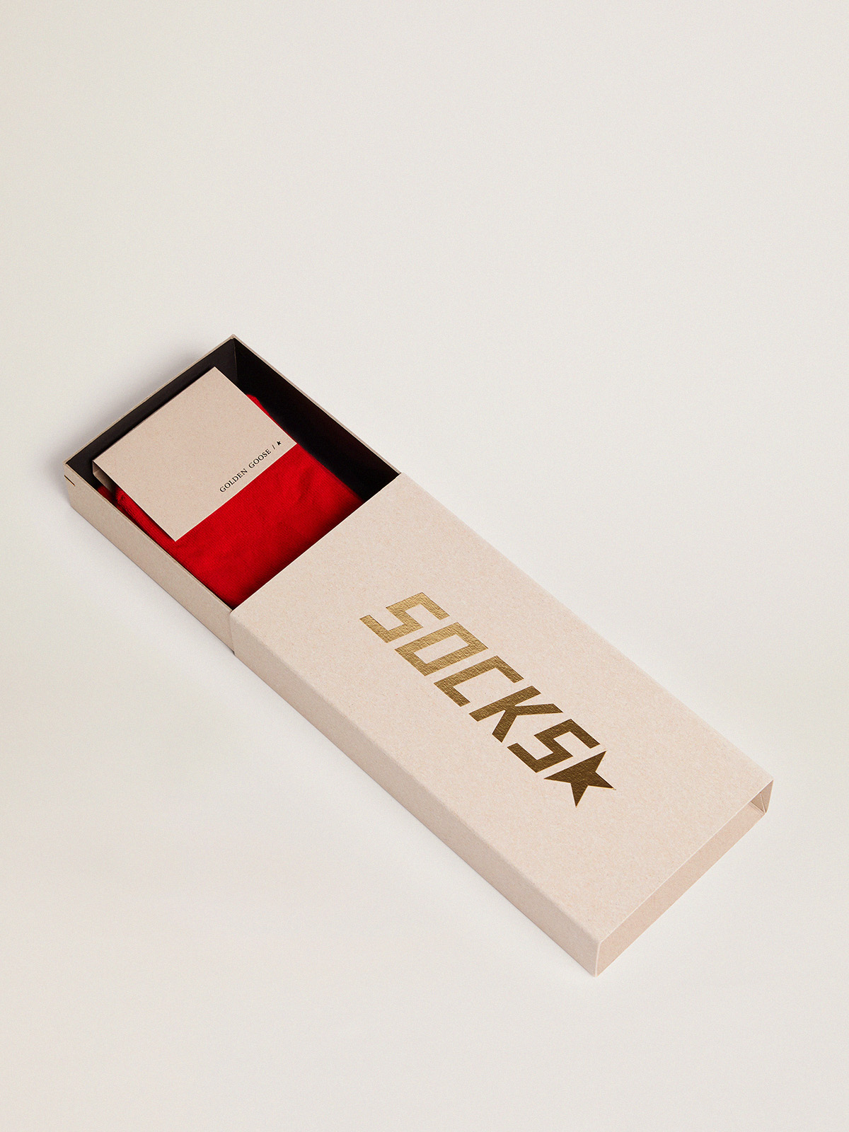 Red cotton socks with white Golden Goose star| Golden Goose
