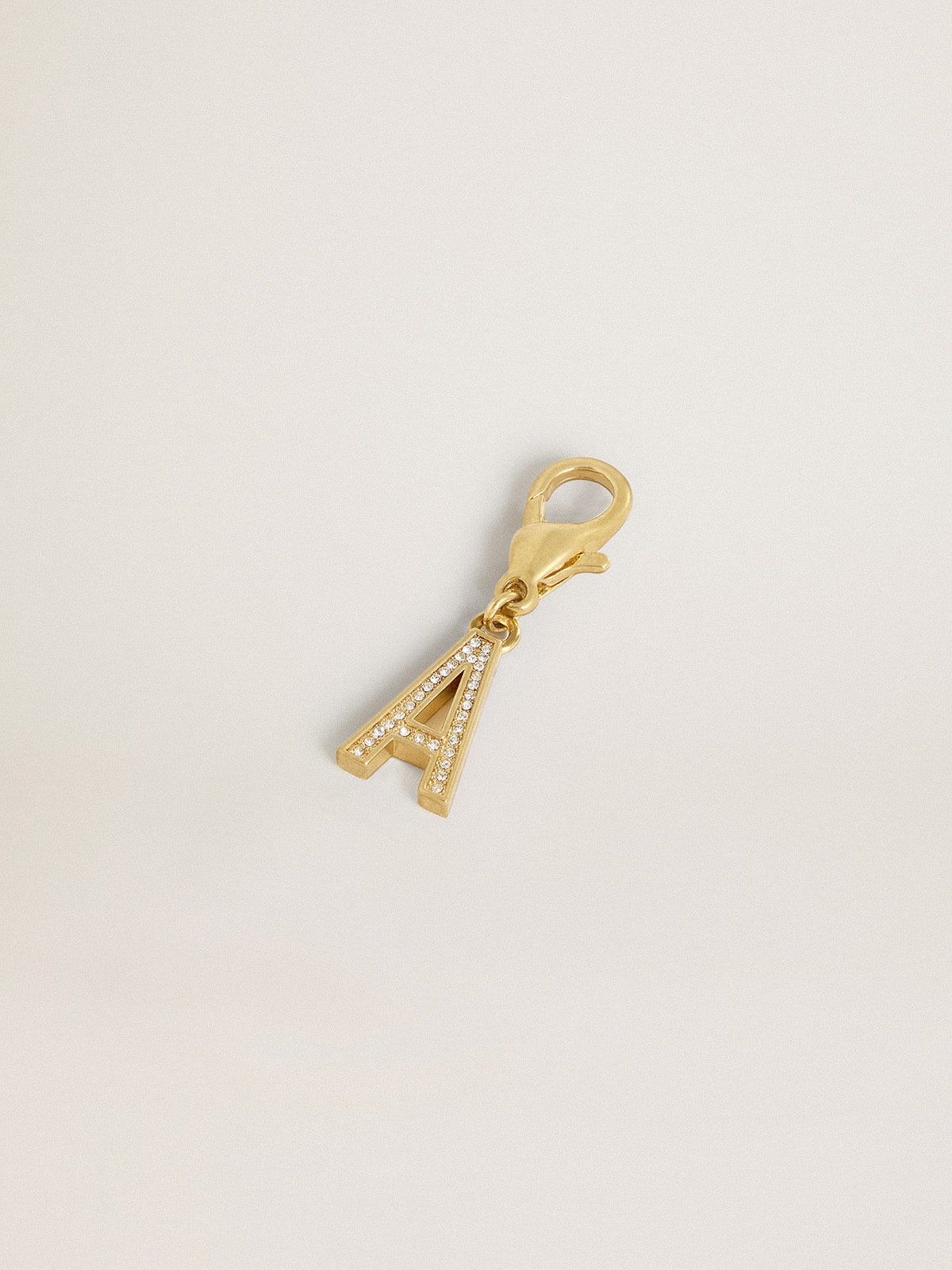 Letter A charm in gold-colored brass with crystals| Golden Goose