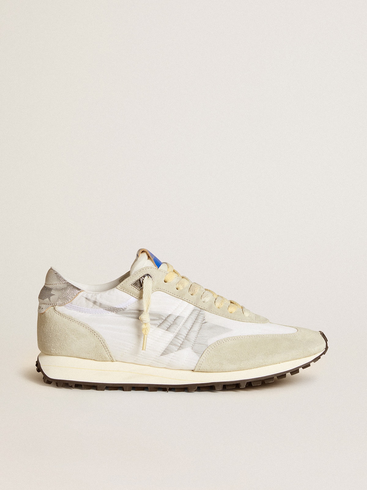 Men's Marathon with white nylon upper and silver star| Golden Goose