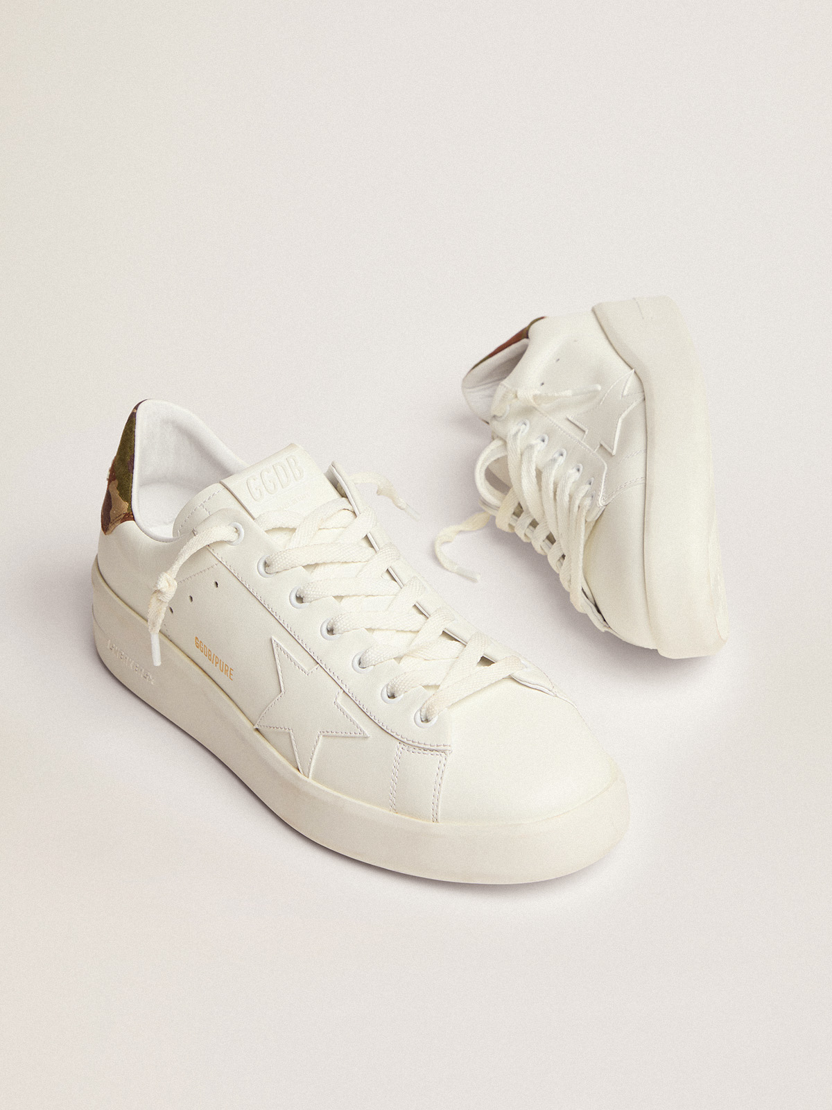 Men's Purestar in white leather with tone-on-tone star| Golden Goose