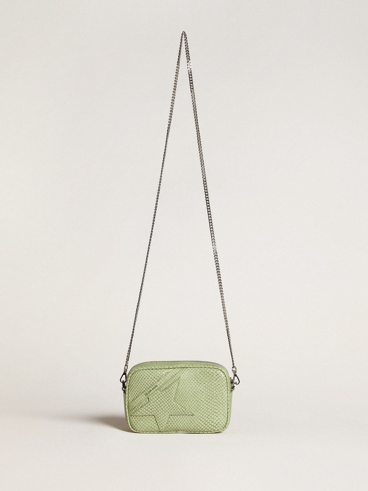 Mini Star Bag in light green snake-print leather| Golden Goose