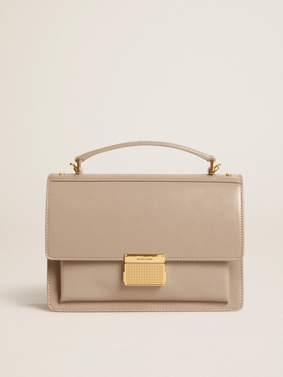 Venezia Bag in beige boarded leather with gold details| Golden Goose