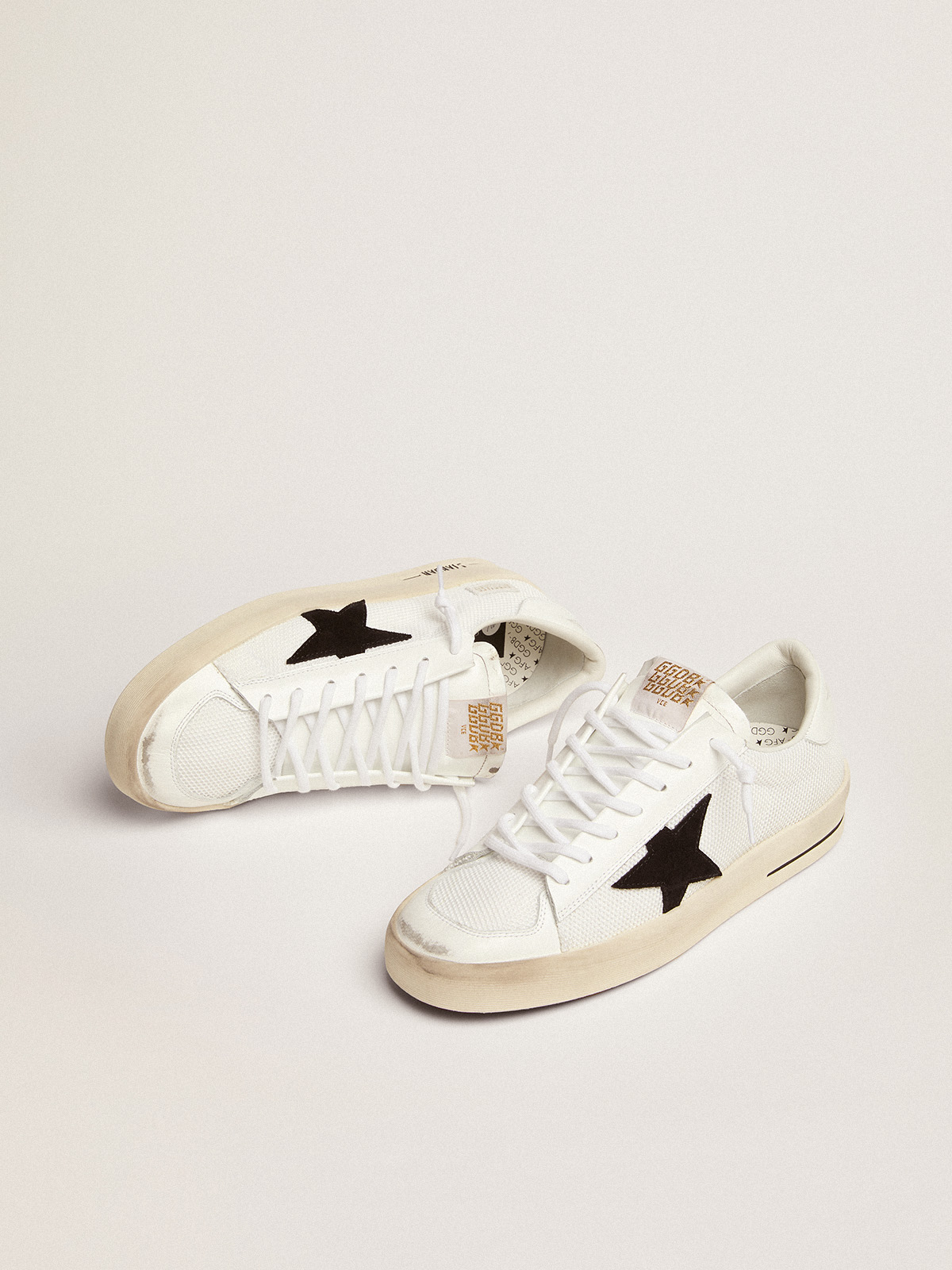 Men's Stardan in white mesh with black suede star| Golden Goose