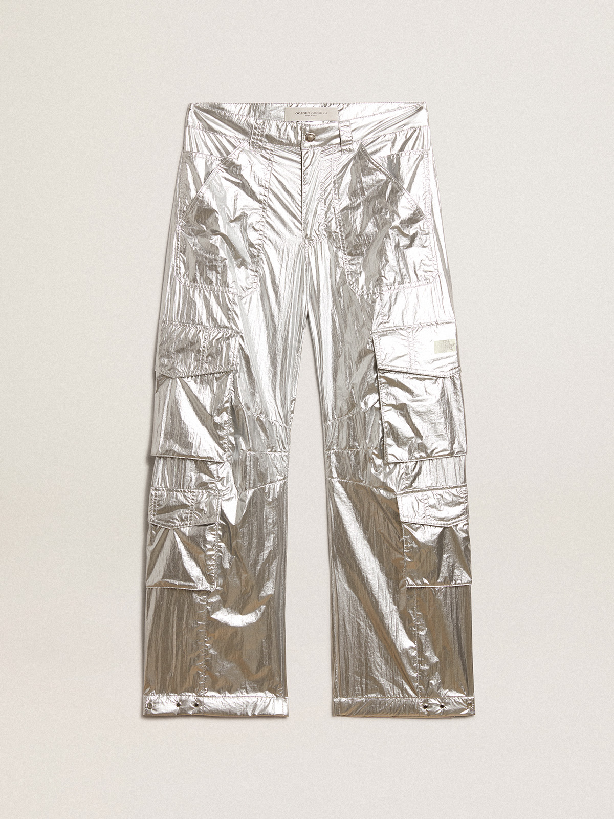 Women's cargo pants in silver technical fabric| Golden Goose