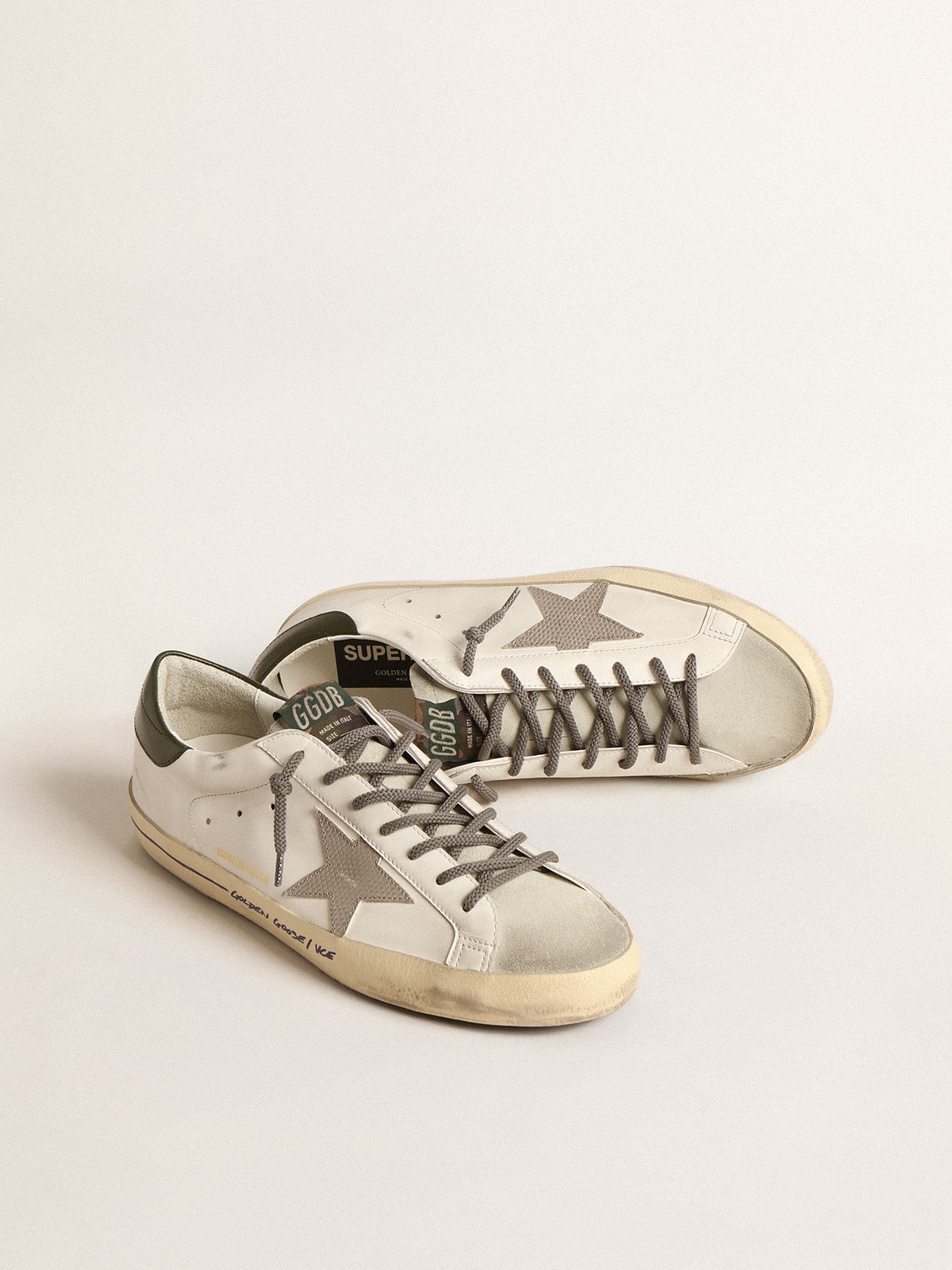 Super-Star LTD with croc-print star and green heel tab| Golden Goose