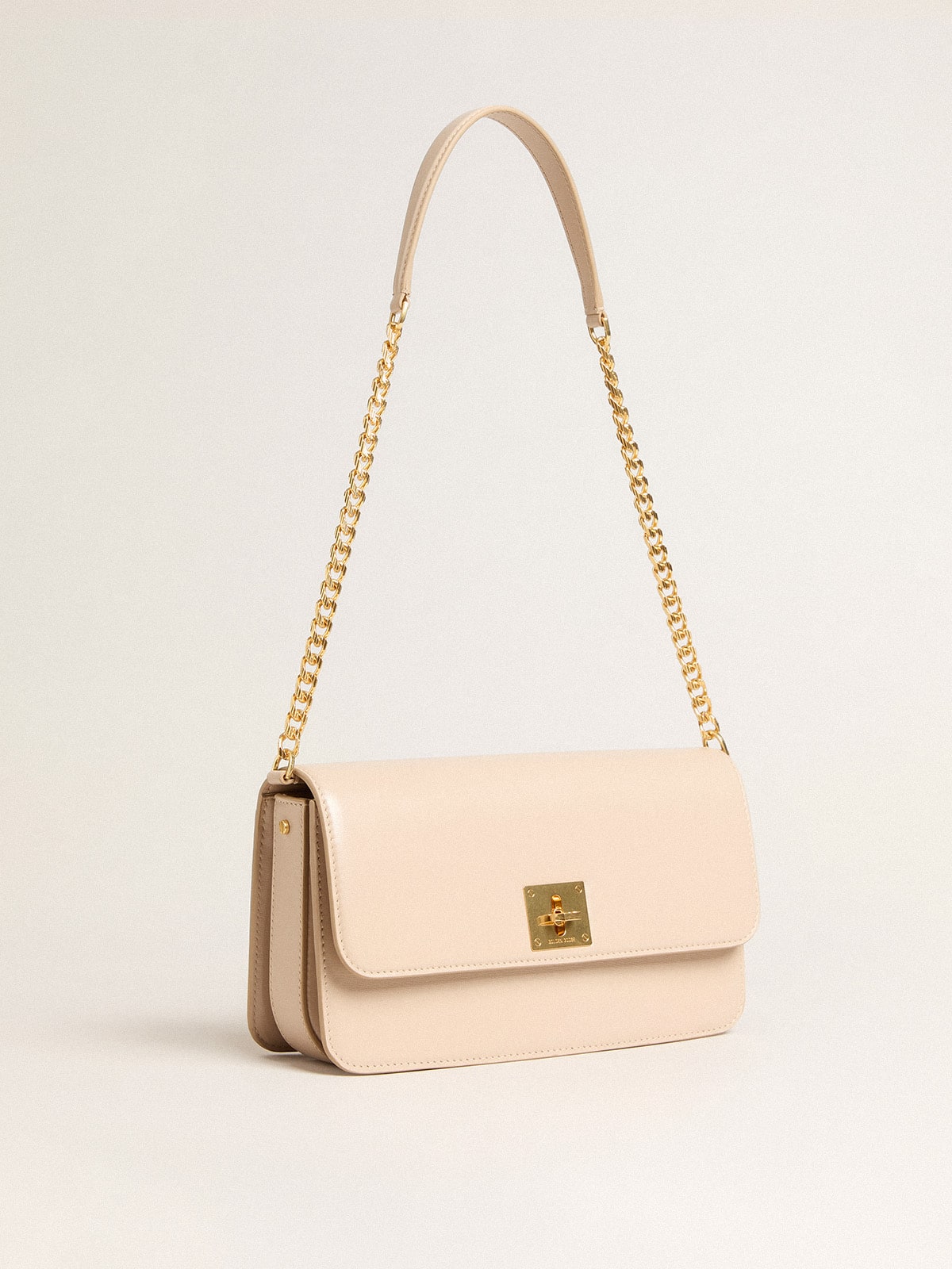 Gioia Bag in pale pink boarded leather with gold details| Golden Goose