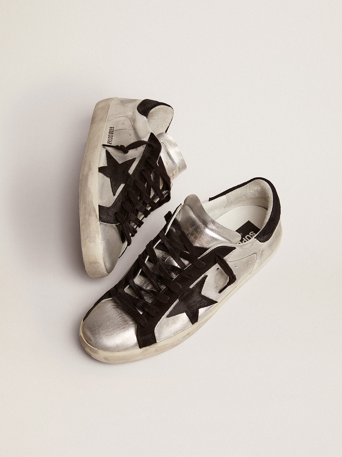 Men's Super-Star in silver leather| Golden Goose