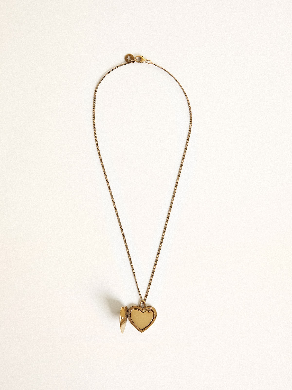 Necklace in antique gold color with heart charms| Golden Goose
