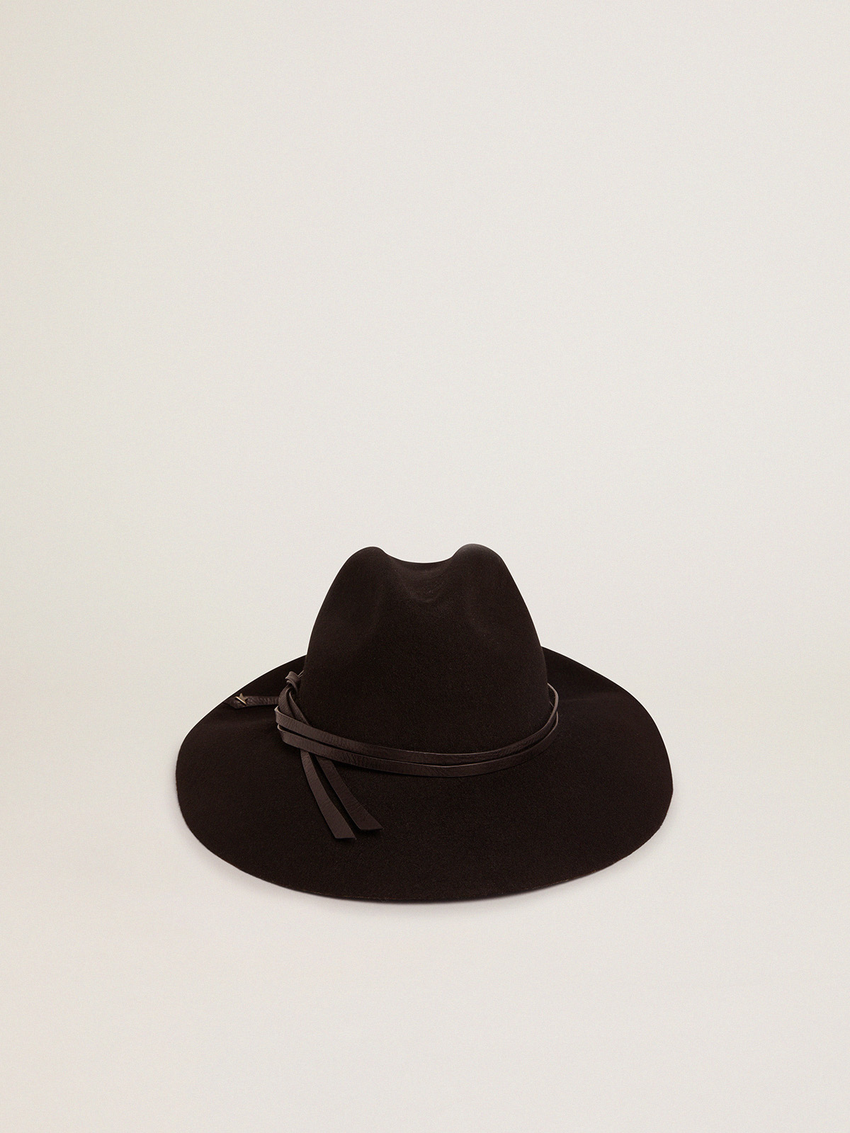 Women's black Fedora hat with strap| Golden Goose