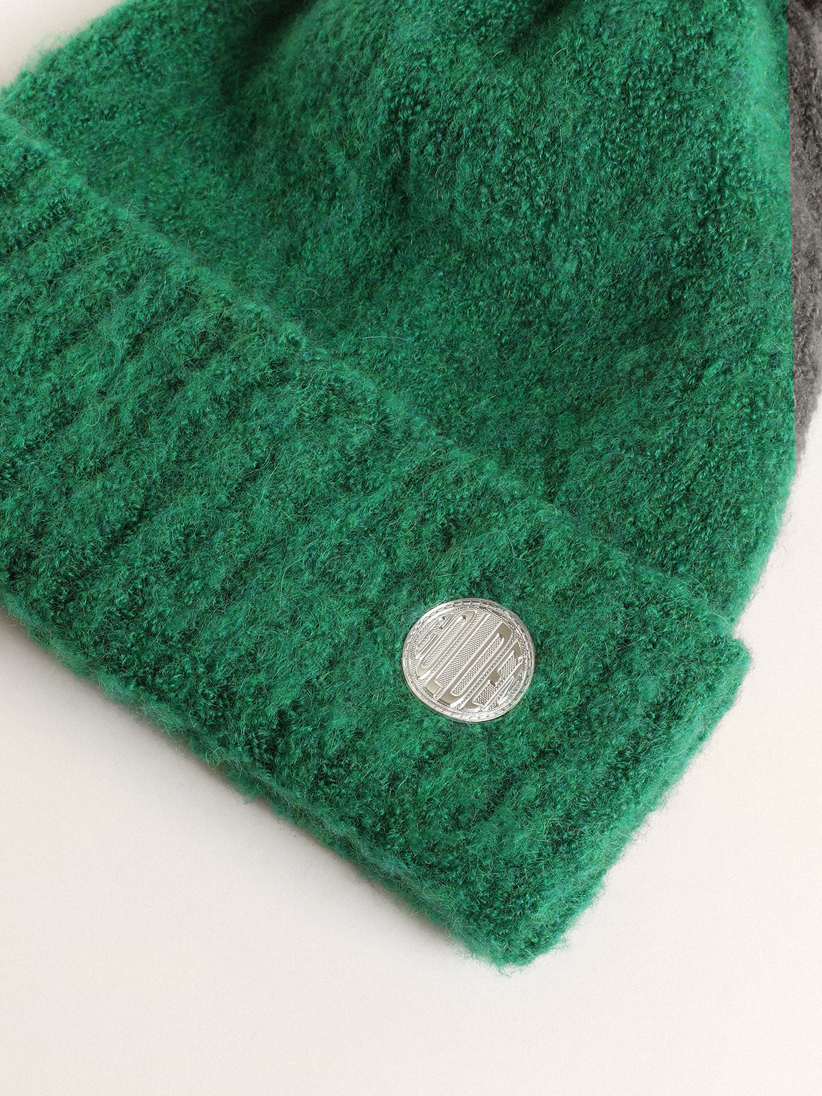 Journey Collection green wool beanie with pompom| Golden Goose