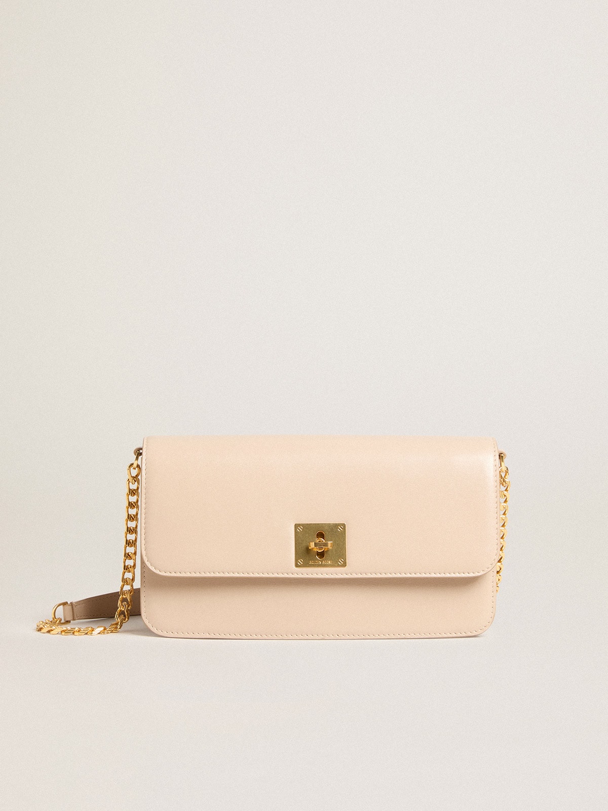 Gioia Bag in pale pink boarded leather with gold details| Golden Goose