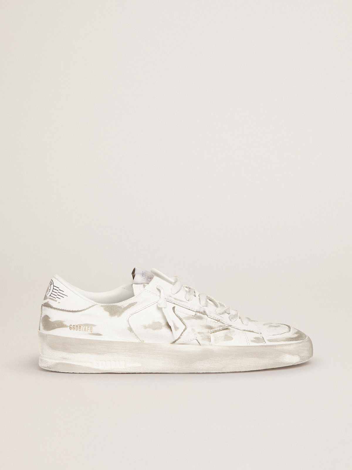 Men's Stardan in white leather with distressed effect| Golden Goose