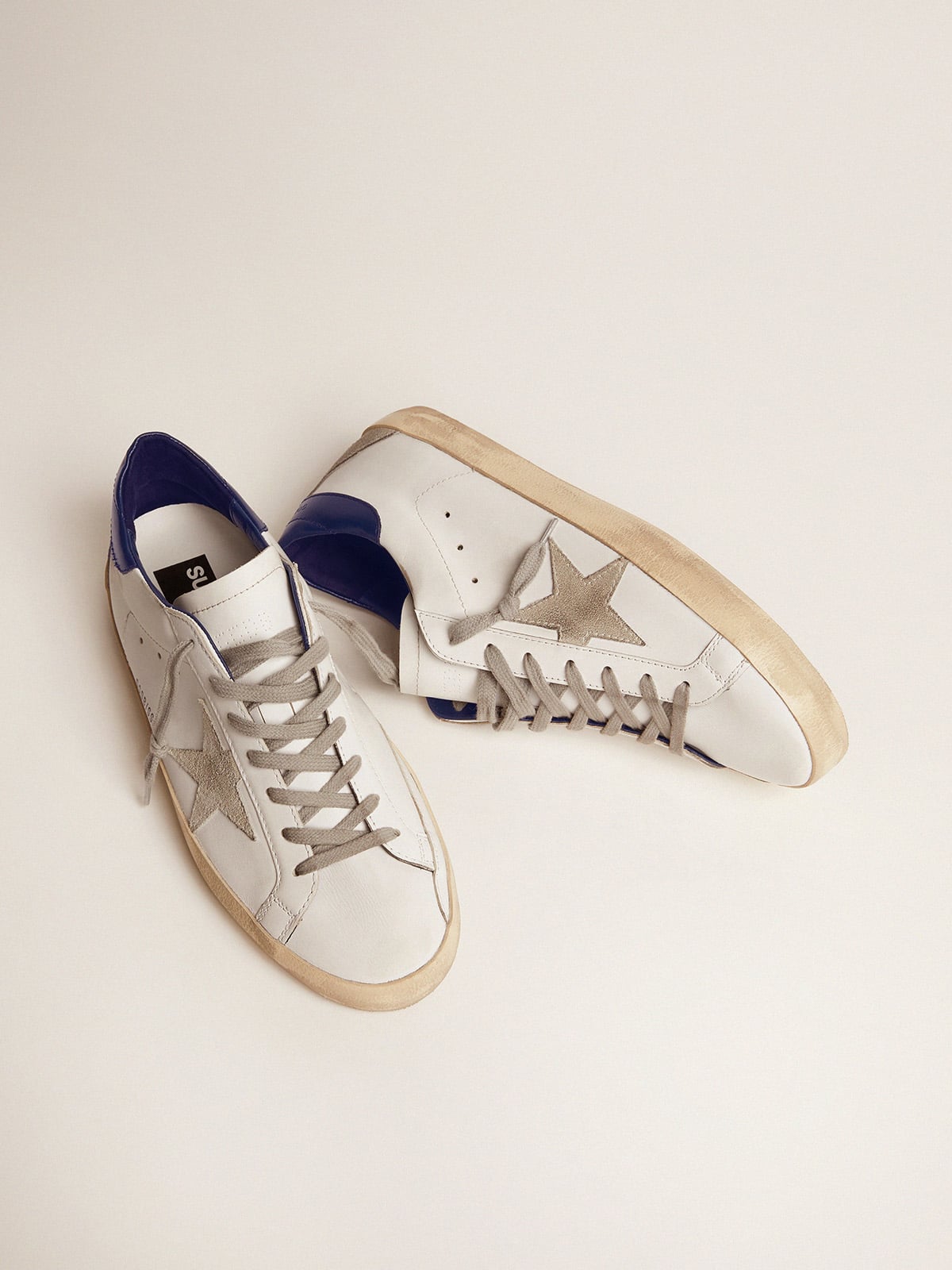 Men's Super-Star with suede star and blue heel tab| Golden Goose