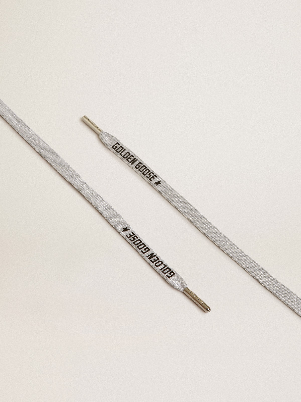 Gray cotton laces with contrasting black logo| Golden Goose