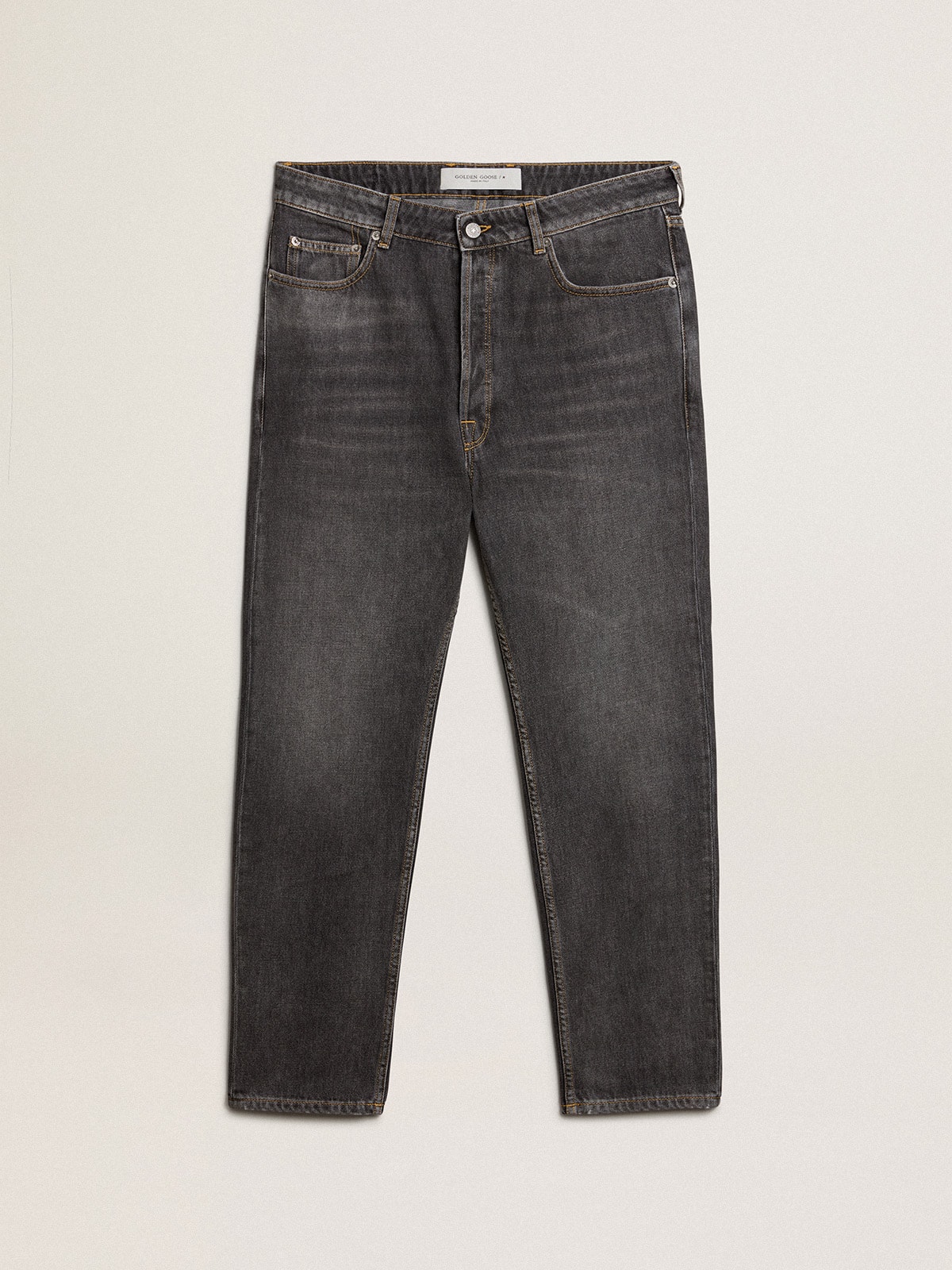 Men's black jeans with printed pocket| Golden Goose