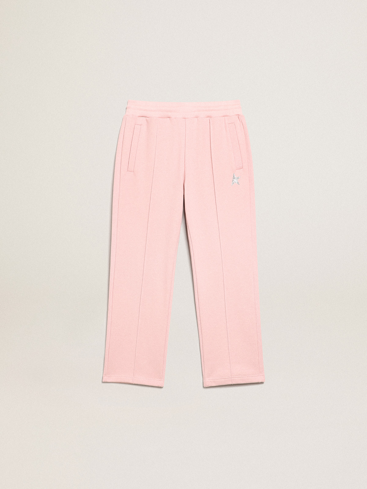 Pink joggers with glitter star on the front| Golden Goose