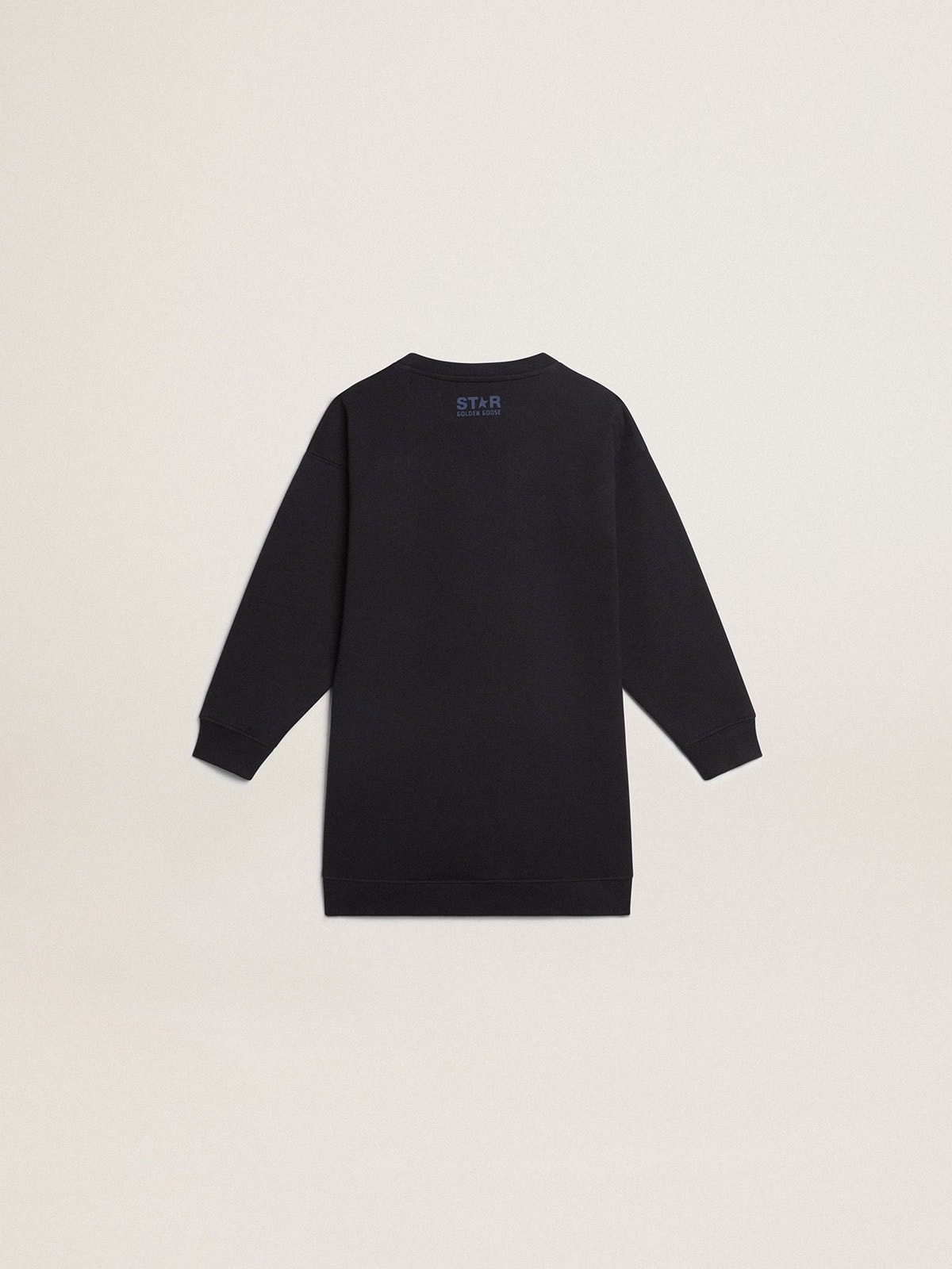 Girls' dark blue sweatshirt dress with sequin star| Golden Goose