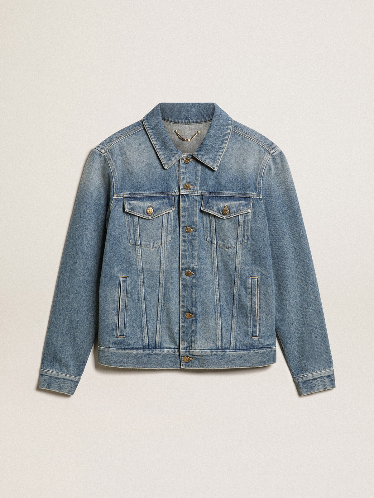 Men's denim jacket with medium wash| Golden Goose
