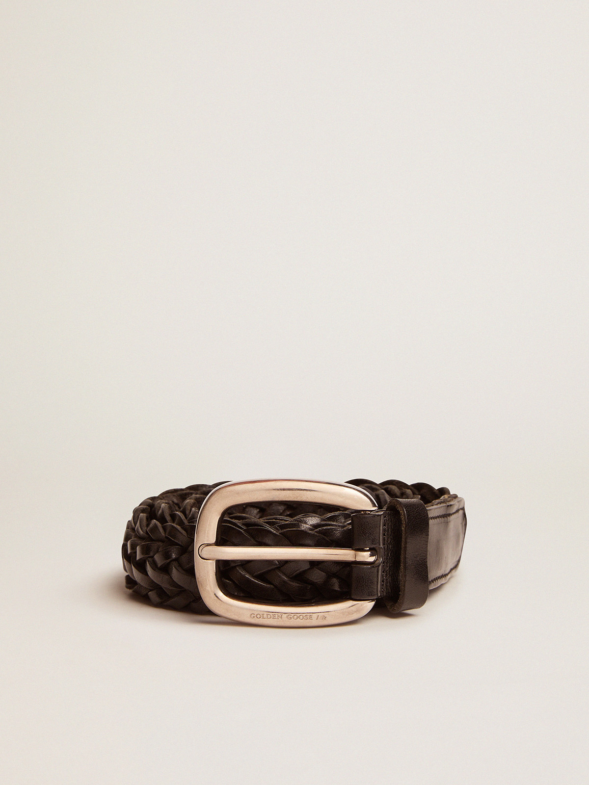 Men's black leather belt| Golden Goose