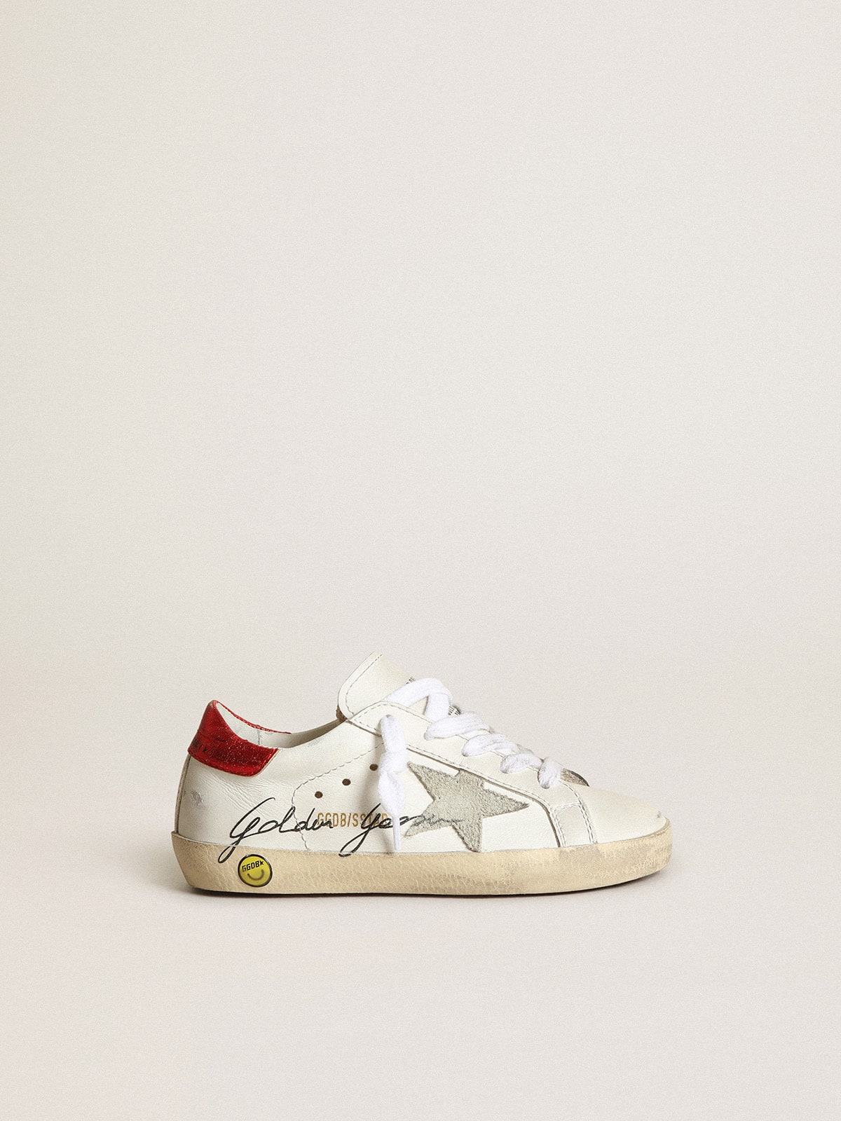Junior Super-Star with gray star and red heel tab| Golden Goose