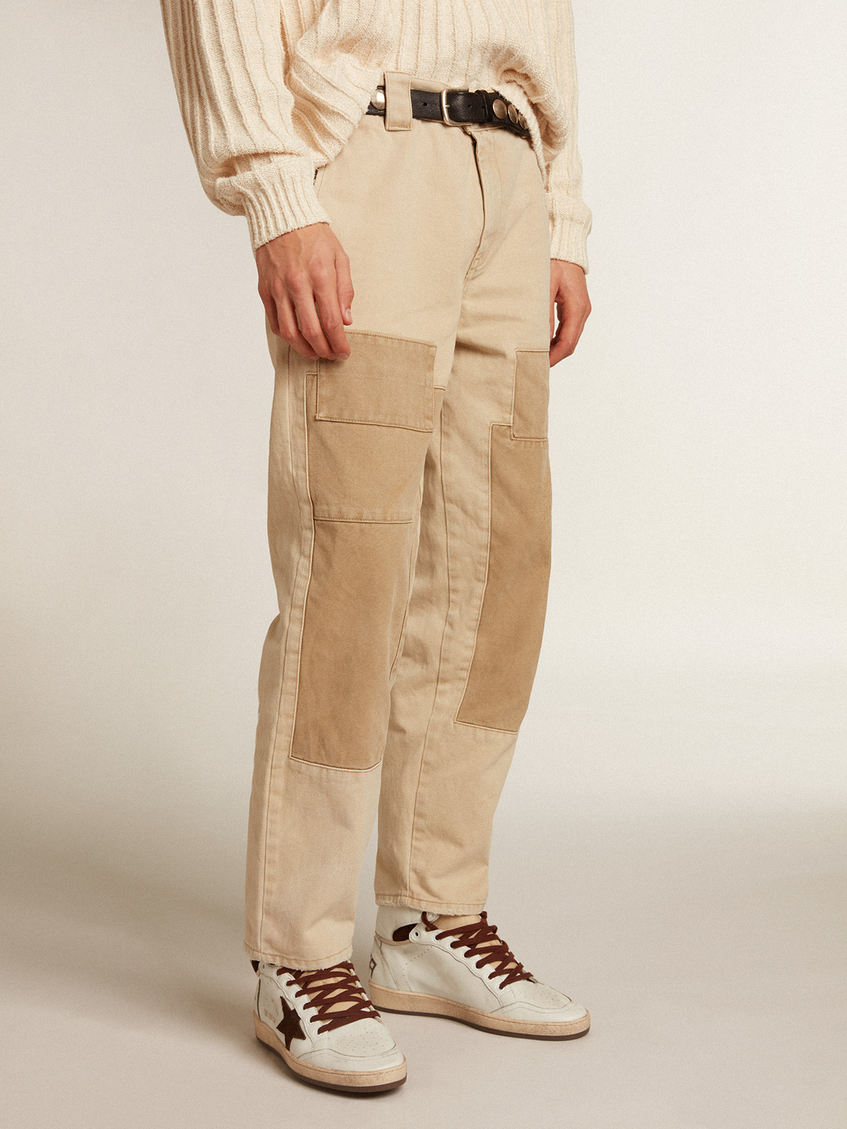 Cotton pants in beige mix| Golden Goose