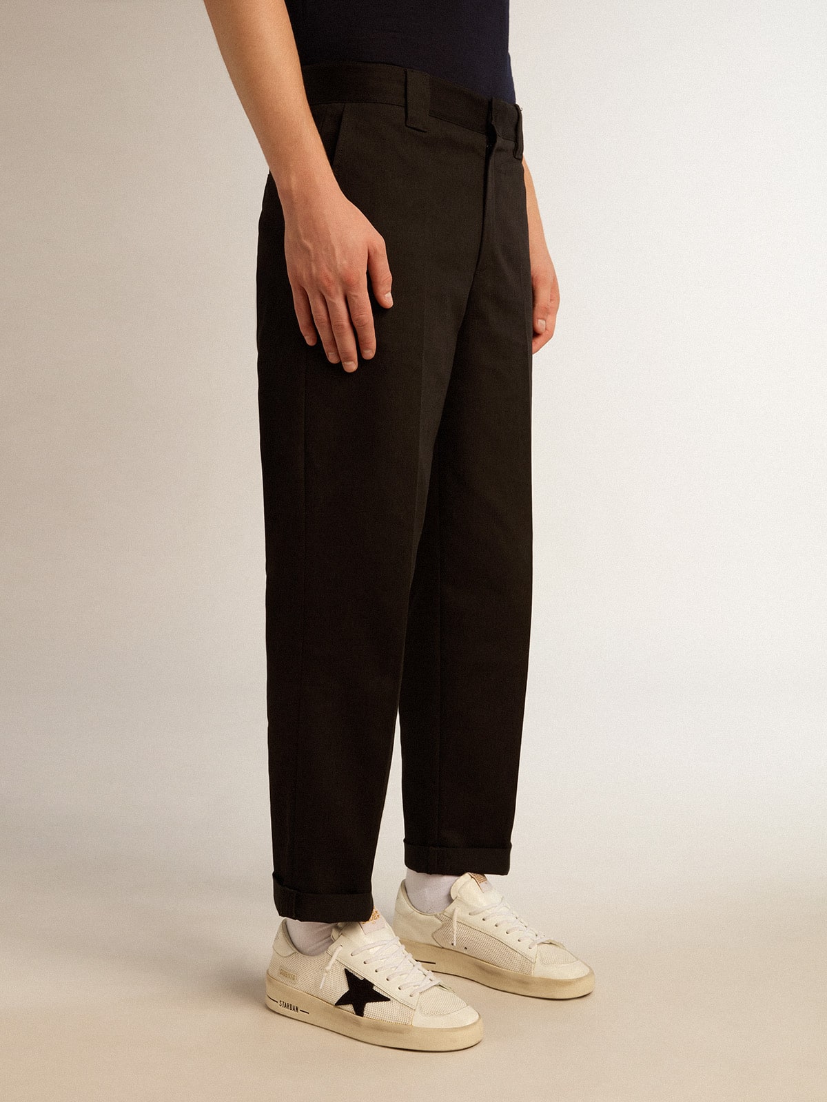 Men's black cotton chinos| Golden Goose
