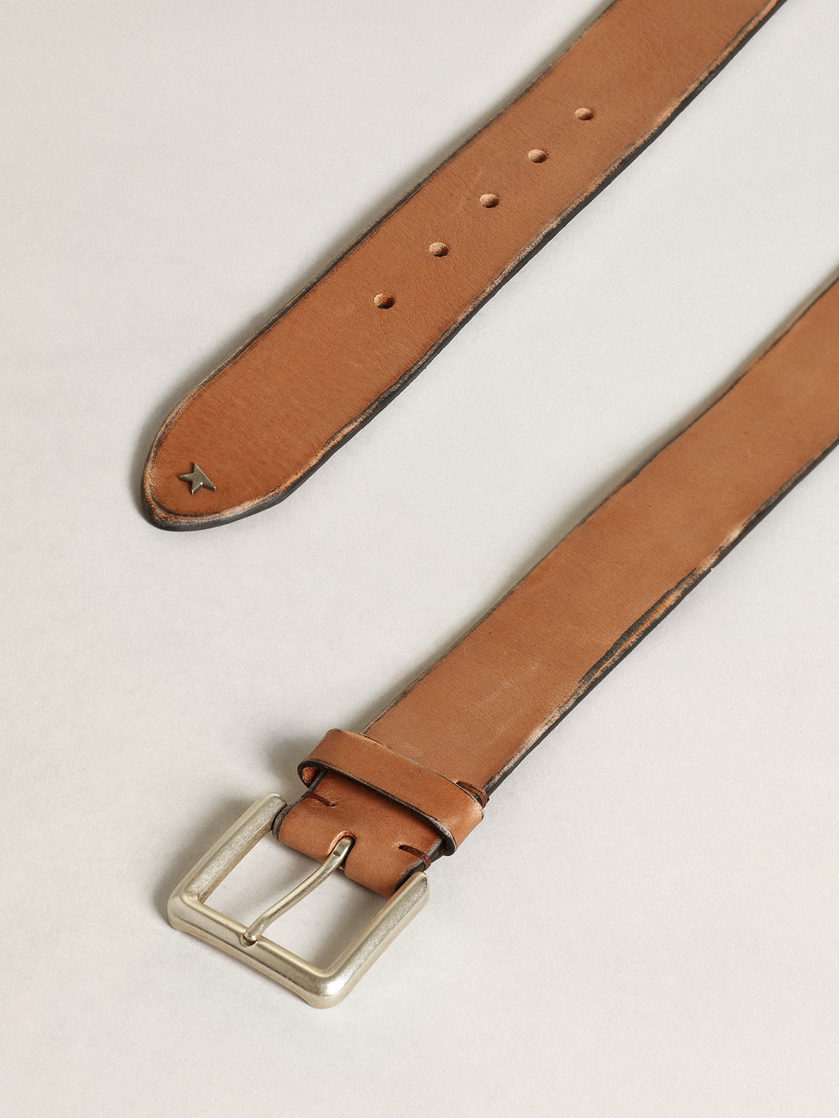 Belt in tan-colored washed leather| Golden Goose