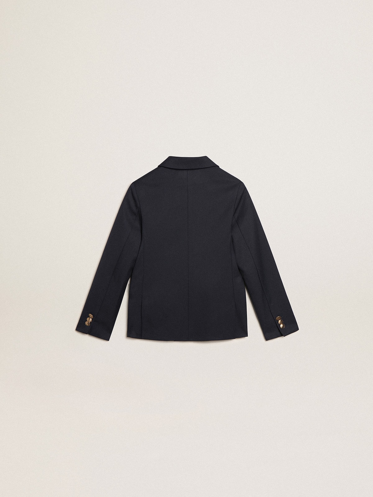 Boys' dark blue double-breasted buttoned blazer| Golden Goose
